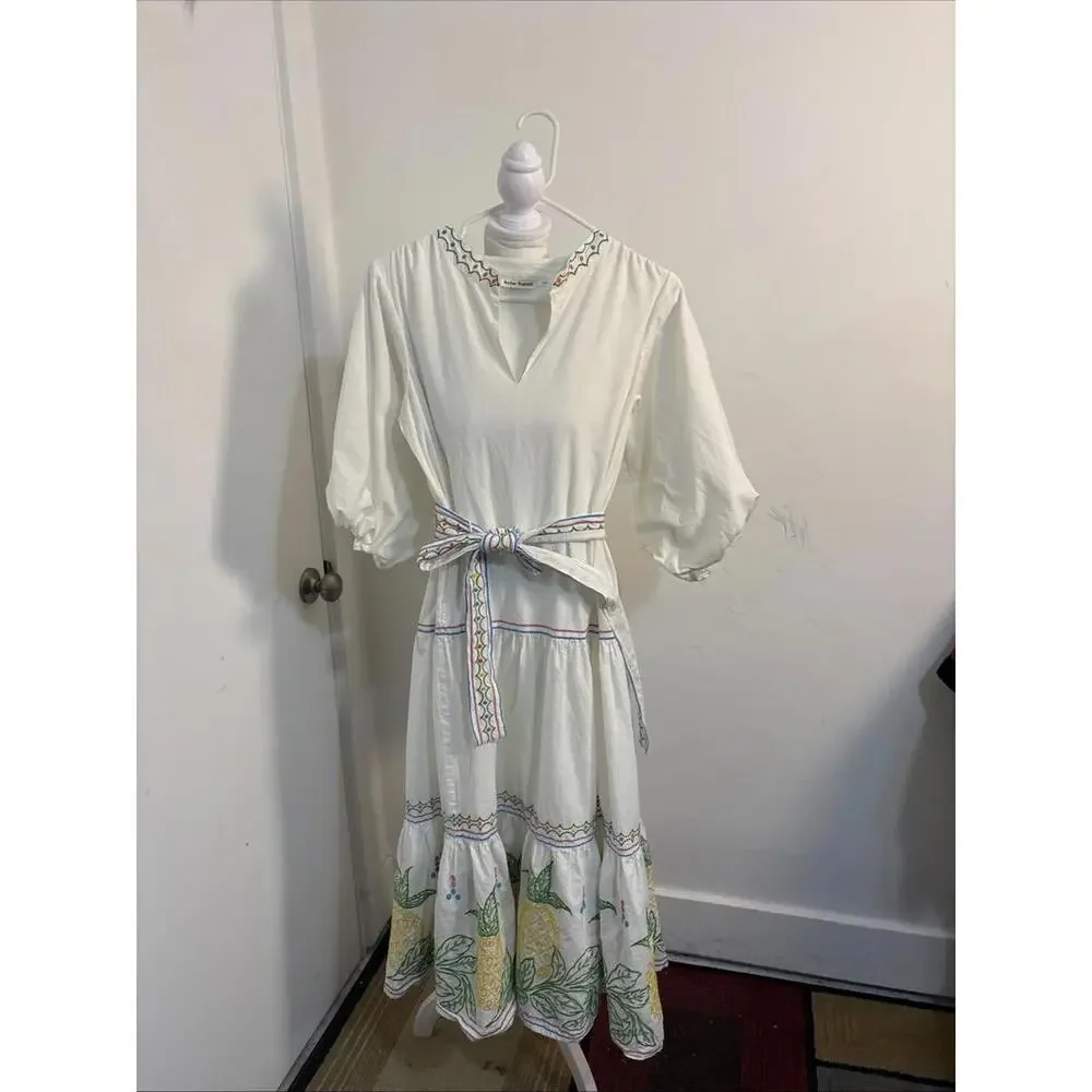 NWT Roller Rabbit‎ Embroidered Valonia Dress with Pineapples, XXS